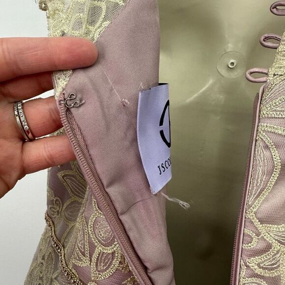 BHLDN JS Collections Women’s Fiora Metallic Gold Floral Over Lavender Gown - Picture 4 of 15